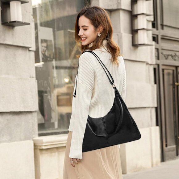 Fashionable Minimalist Hobo Handbag - Stylish Vegan Leather for Any Occasion - Picture 2 of 7